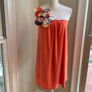 NWT Judith March orange one shoulder dress Small